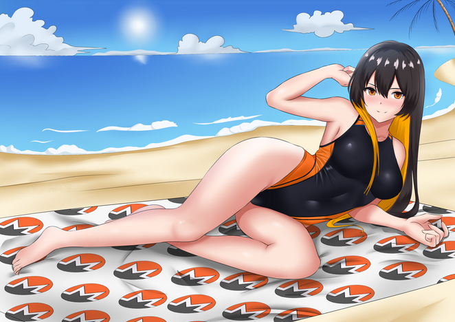 Monero-chan at the beach