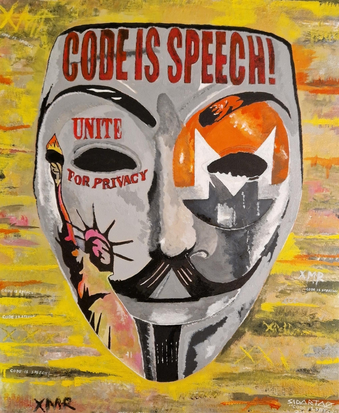 'Code is speech' Monero acrylic on canvas