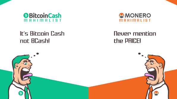'Monero vs Bitcoin Cash maximalist' comic