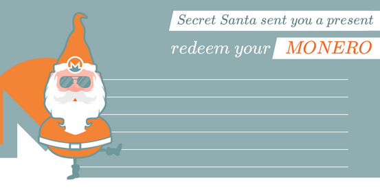 'Secret Santa' Monero Christmas gift card design