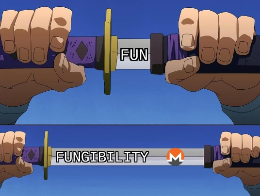 'Fun-gibility' Monero meme