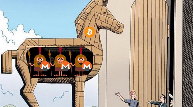 'Bitcoin is Monero's testnet' illustration